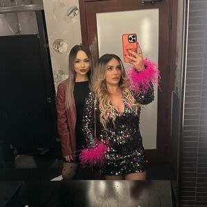 Fashion Nova Sequin Mini Dress with Pink Accents